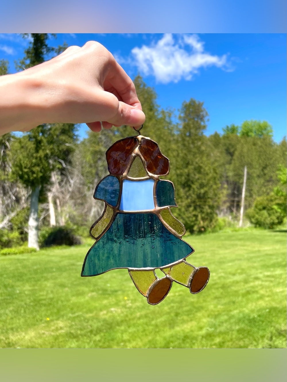 Stained Glass Sitting Doll Suncatcher